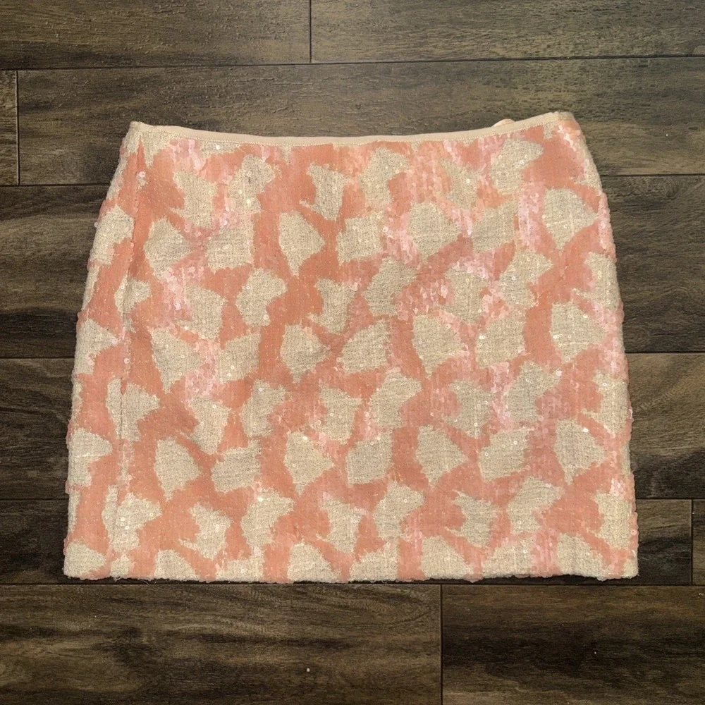 Banana Republic Sequin-Embellished Mini Skirt Women's Size 8 Pink & Beige